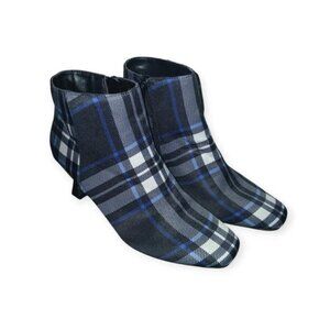Plaid Pointy Ankle Boots